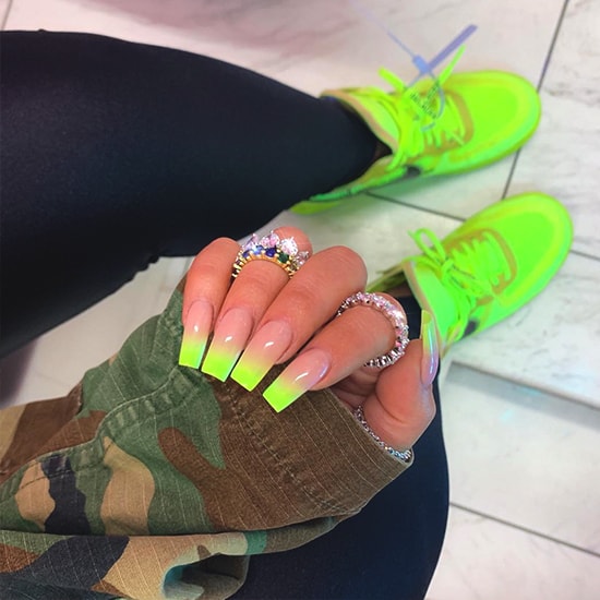 neon ombre nail art idea