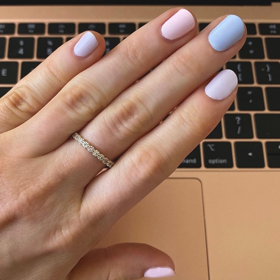 neutral pastel rainbow nail art idea