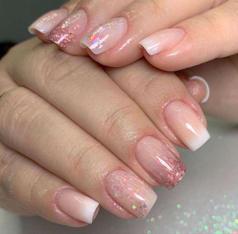 baby boomer gel nails clear polish